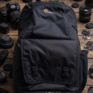 Lowepro Fastpack Black Camera Backpack - Padded Photo Gear Carrier